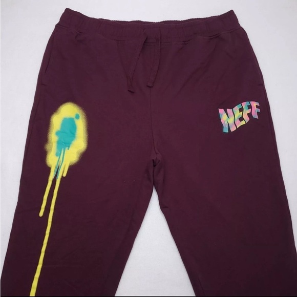 Neff Graffiti Spray Paint Splatter Tapered Leg Sweatpants Mens Size 2XL NWT - Picture 2 of 10